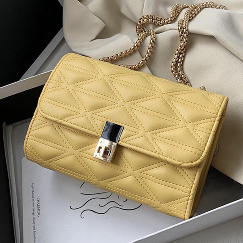 Túi Đeo Vai Nhỏ Hình Thoi Phối Dây Xích Thời Trang Cho Nữ