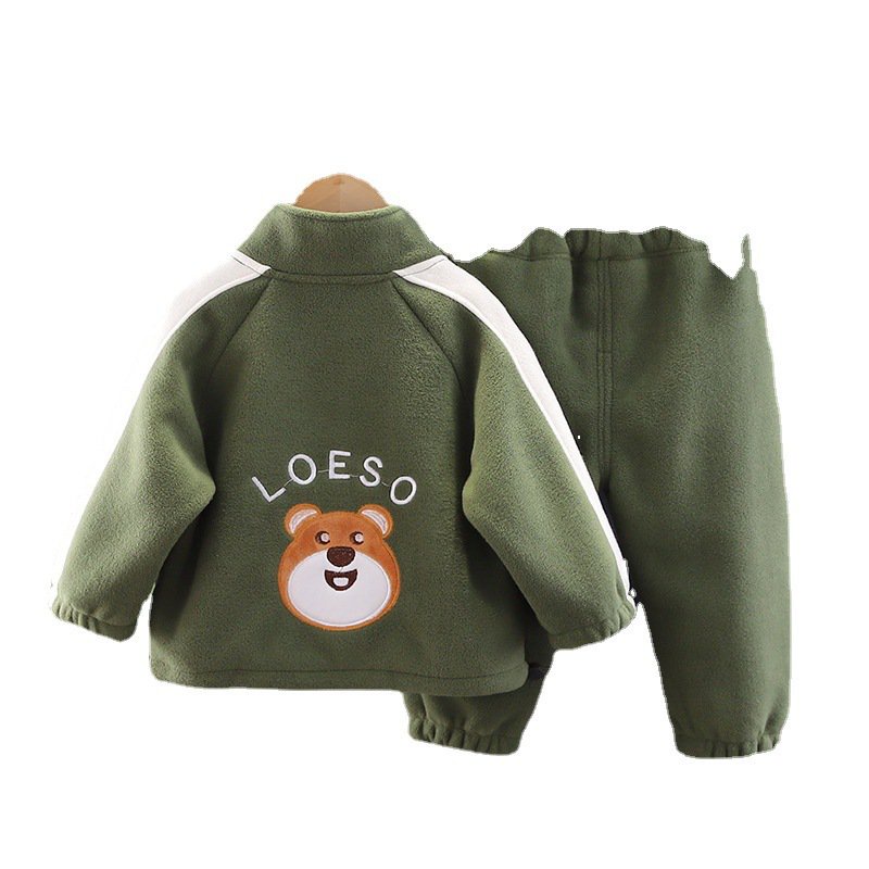 Bộ Đồ Thời Trang Thu Đông 2022 Lót Lông Cừu Họa Tiết Hoạt Hình Cho Bé Trai Az0
