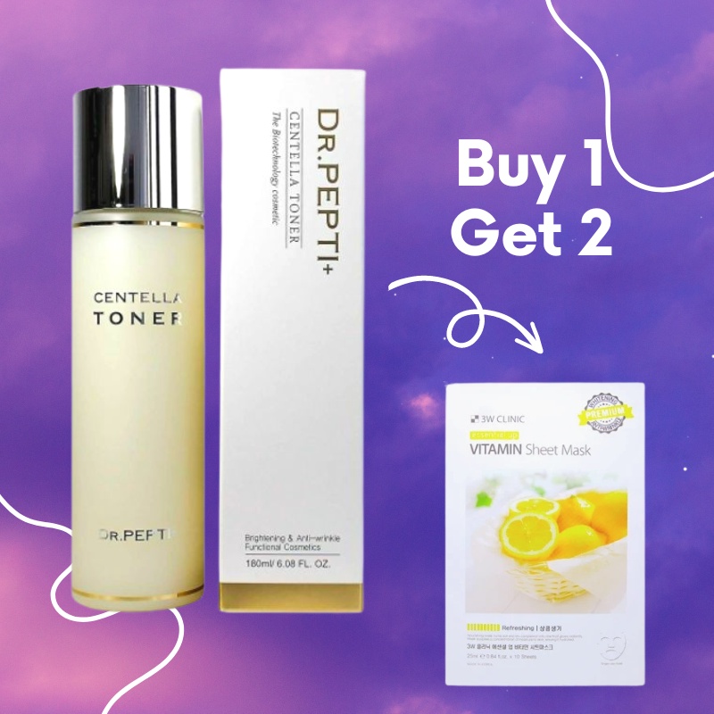 Nước Hoa Hồng Dr.Pepti Centella Toner Chuẩn Hàn Quốc 180ml Giúp Se Lỗ Chân Lông, Da Căng Bóng Sáng Mịn