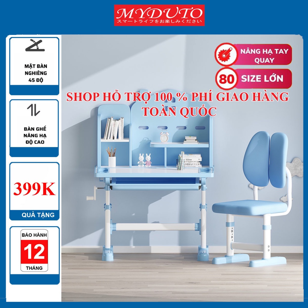 Bàn học thông minh chống gù chống cận cho học sinh điều chỉnh độ cao có giá sách MYDUTO M20