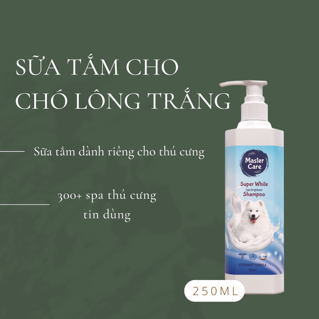 Sữa tắm cho chó trắng  MasterCare giúp lông trắng sáng dưỡng lông bóng mượt 250ml