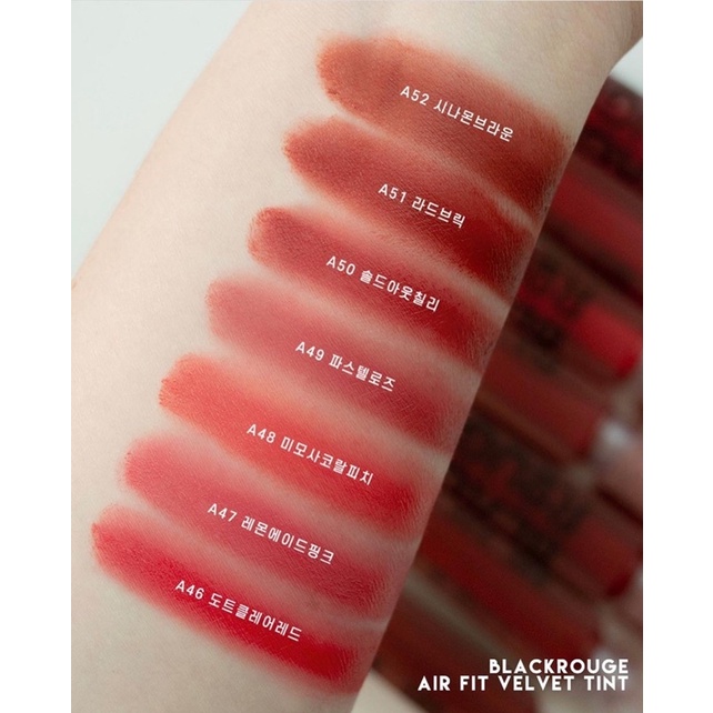 Son kem Black Rouge Air Fit Velvet Tint Ver.9 Acoustic Mood màu A46 A47 A48 A49 A50 A51 A52