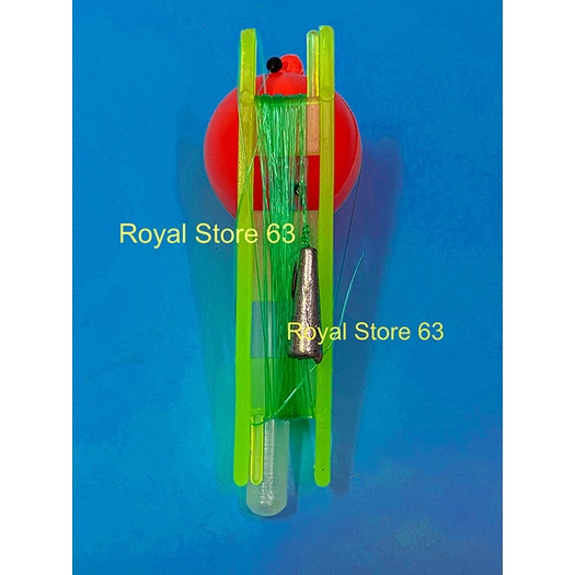 Phao nhựa đỏ + dây cước + 1 lưỡi + chì + chặn hạt câu cá, câu đêm