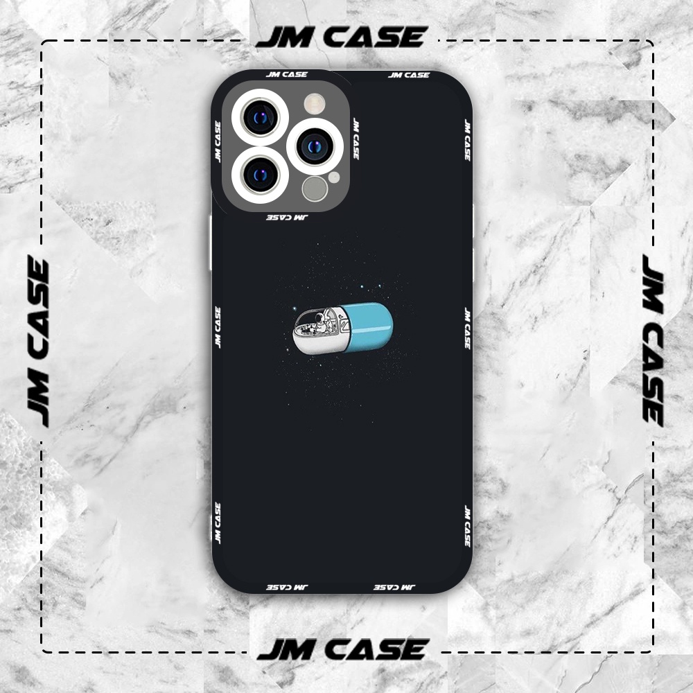 Ốp lưng iphone samsung xiaomi oppo cạnh vuông JMCase Astronaut Phi Thuyền Thuốc