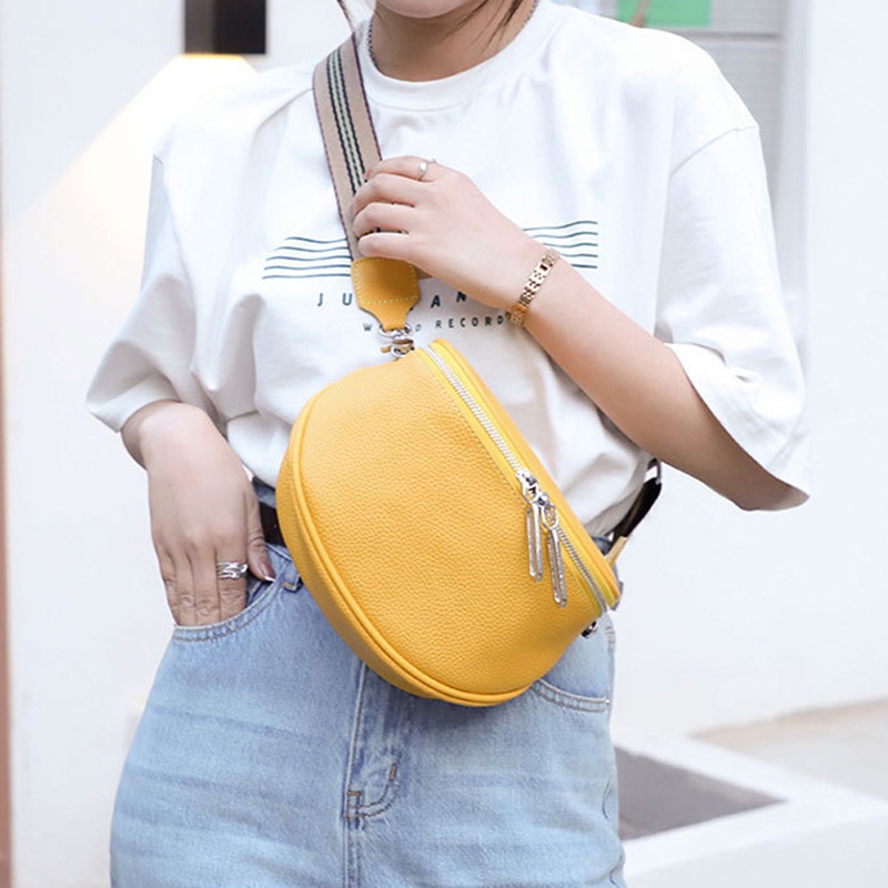 Túi Đeo Chéo Da Bò Hai Lớp Có Khóa Kéo Thời Trang Cho Nữ