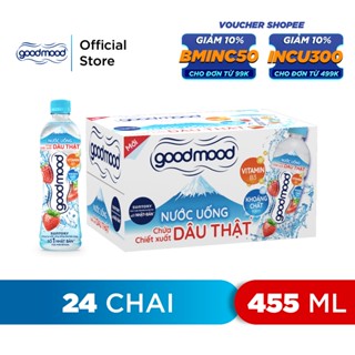 HCM - FREESHIP] Thùng 24 Chai Nước Uống Vị Dâu Goodmood (455ml/chai