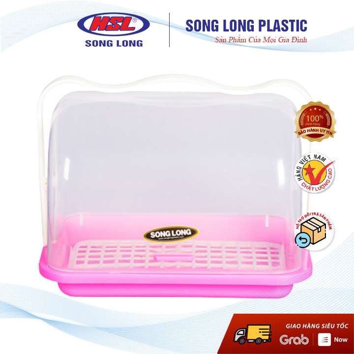 Giỏ đựng cốc có nắp đậy (loại bé) Song Long Plastic - 2208-màu giao ngẫu nhiên