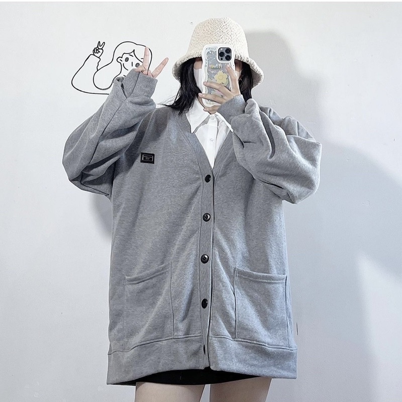 ÁO CARDIGAN XÁM FORM RỘNG