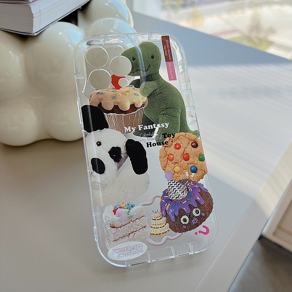 Ốp Điện Thoại Túi Khí Chống Va Đập Hình Khủng Long Màu Xanh Lá Cho IPhone 14promax 14pro 13promax 12 11