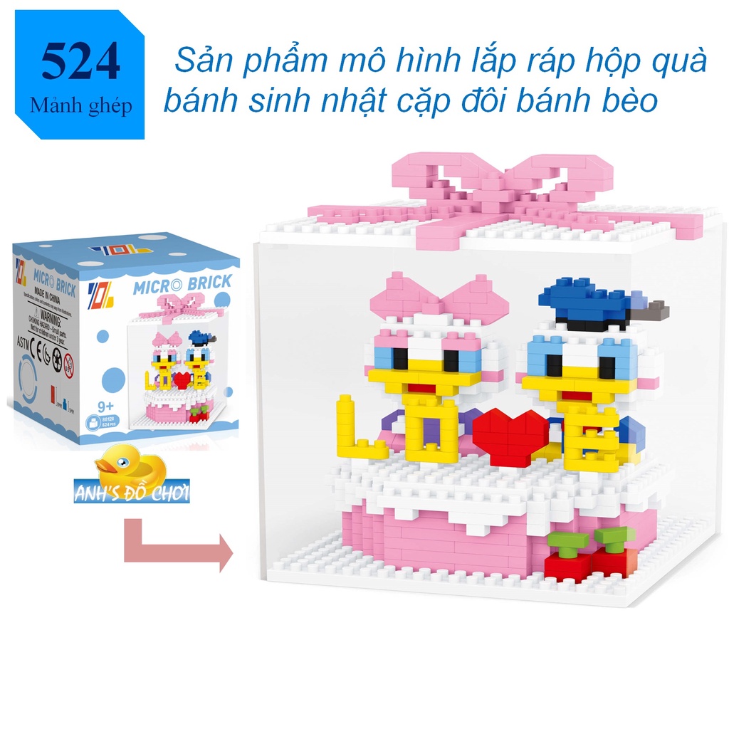 Mô hình lắp ráp 3D hộp quà bánh kem sinh nhật dễ thương, đồ chơi lắp ghép xếp hình quà tặng kèm hộp meka