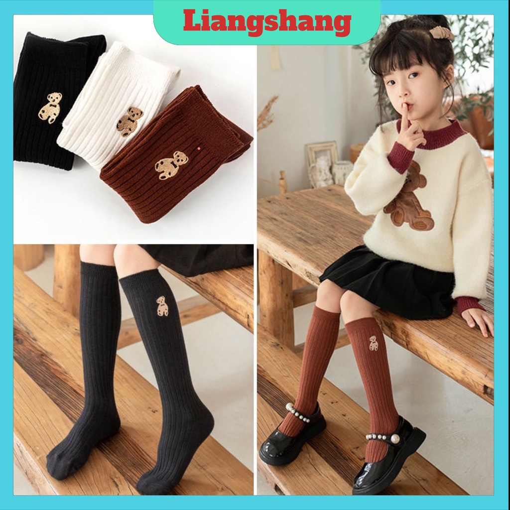 Tất Thêu Hình Gấu cho bé 🍁FREESHIP🍁Tất vớ đùi cho bé gái siêu xinh phong cách vintage Hàn Quốc mới nhất