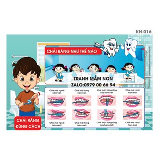 Tranh decal mầm non - chải răng đúng cách