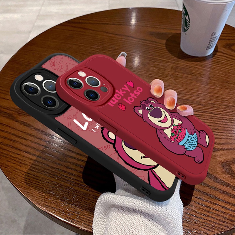 Ốp Điện Thoại Silicon Dẻo In Gấu Dâu Tây iPhone 11 12 Pro 13 14 Promax 14Plus 13Pro 12 / 13 Mini 6G 6P 7 / 8G 8Plus SE x xr xsmax