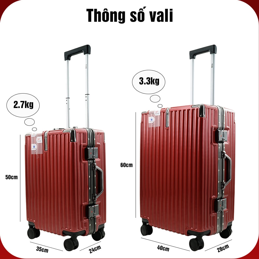 Bộ 2 vali khung nhôm nắp gập TRIP A91 bảo hành 5 năm