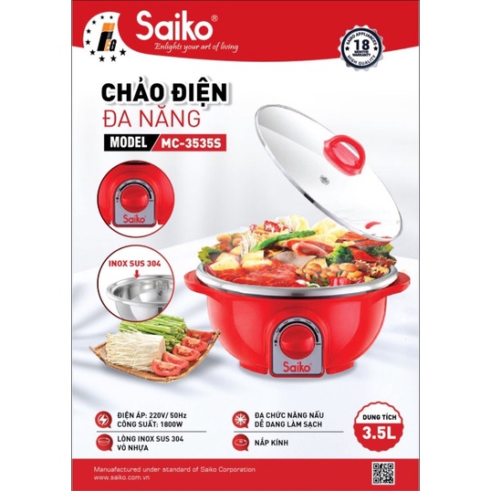 Nồi lẩu điện đa năng Saiko MC 3535S