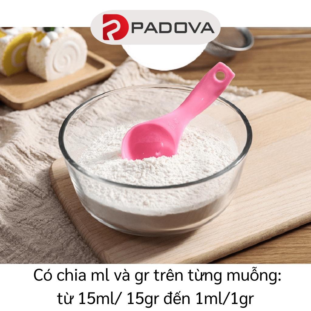 Bộ 5 Thìa Muỗng Đong Đo Định Lượng Bột, Gia Vị Làm Bánh Bằng Nhựa PADOVA 9599