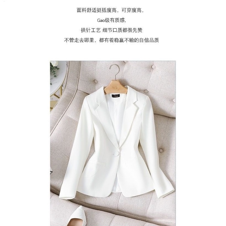 Áo Khoác Vest Tay Dài Ôm Eo Màu Đen / Trắng Phong Cách Hàn Quốc Thời Trang Xuân Thu Cho Nữ