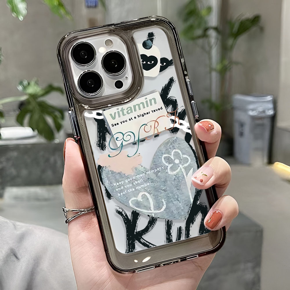 Ốp Điện Thoại Trong Suốt Họa Tiết Trái Tim Cho iphone 14ProMax 13 11 12 7Plus X XR XS Max