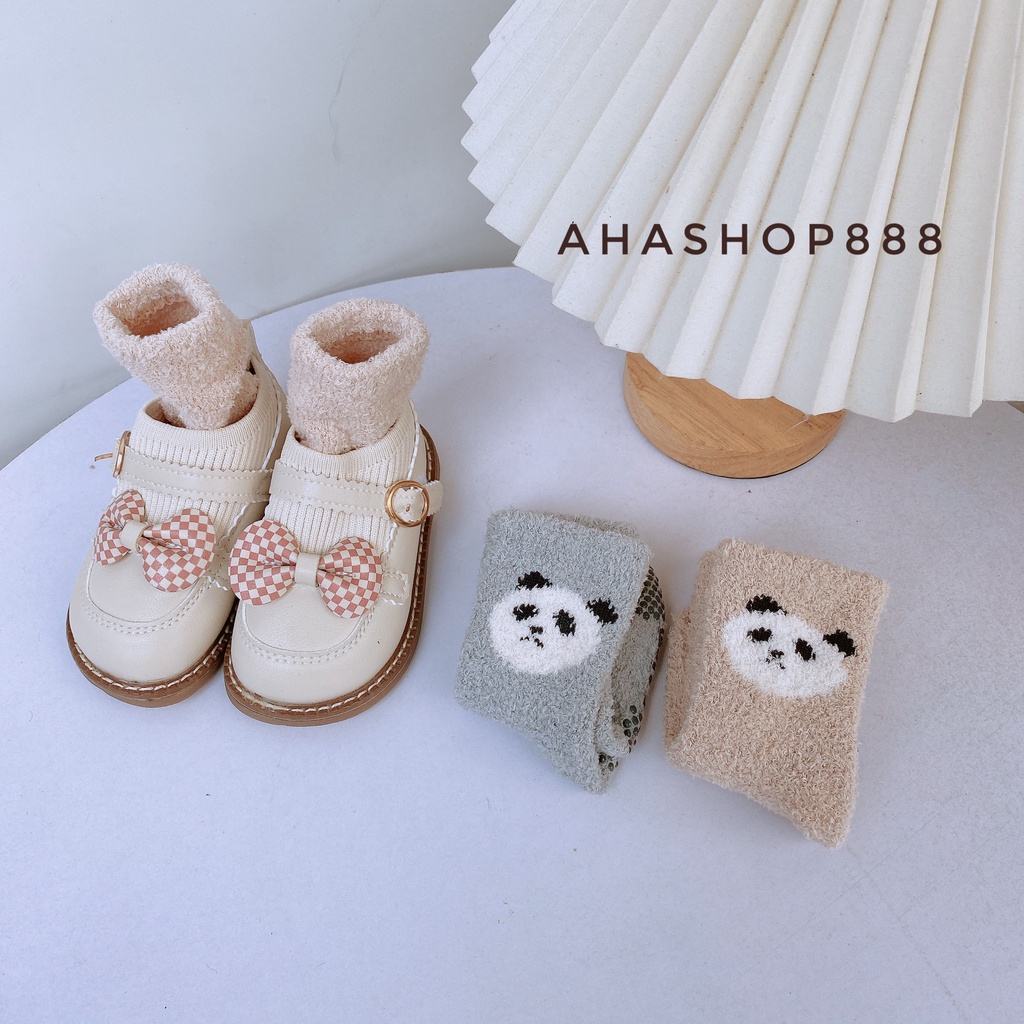 Set/tách Set Tất Vớ Len Cao Cổ Lông Cừu Xù Dày Chống Trượt Cho Bé Trai Bé Gái 1-4 Tuổi TK009