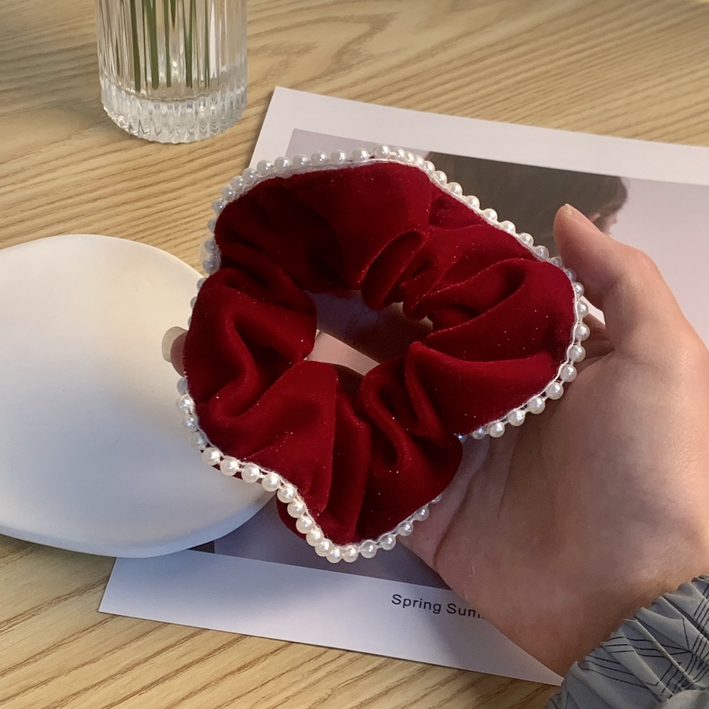 Dây Buộc Tóc Vải Satin Cao Cấp Đính Ngọc Trai Thời Trang 2022