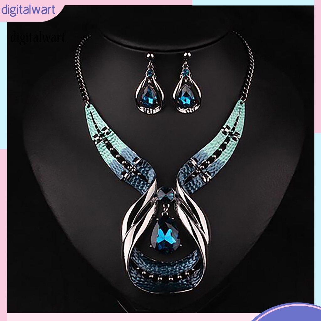 Kỹ Thuật Số| Bộ Trang Sức 3 Món Gồm Vòng cổ + Bông Tai Hình Giọt Nước Chống Nắng Cho Nữ