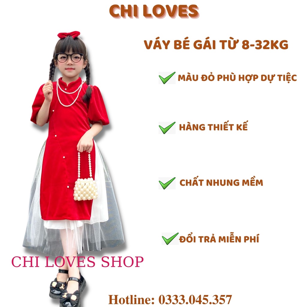 Áo dài tết cho bé gái thiết kế CHI LOVES. Áo dài cách tân cho bé gái chất
