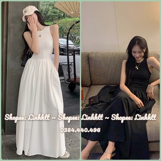 Có túi- Maxi xoè suông sát nách Basic ulzzang váy ôm sát nách dáng dài đầm dài trơn co dãn freesize