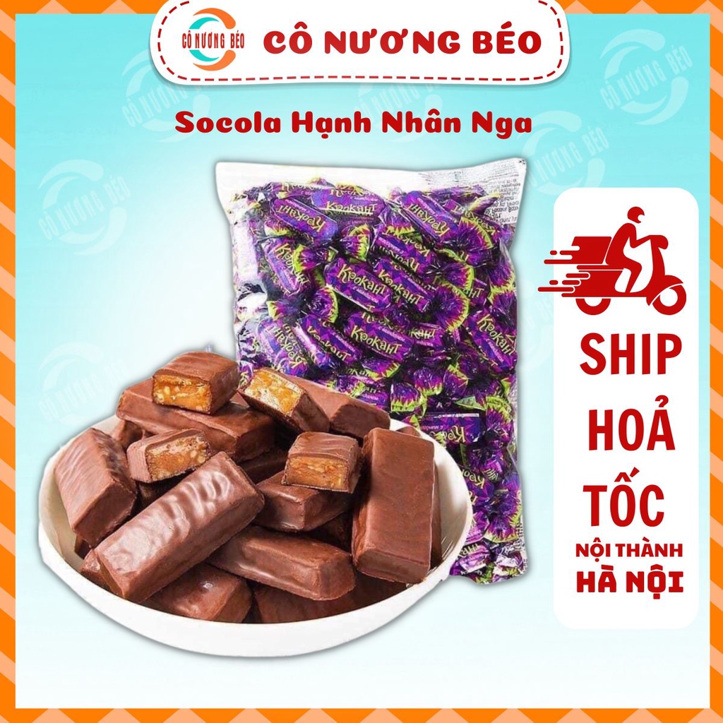 Kẹo Socola Hạnh Nhân Nga Krokaht tím gói 500g - Bánh kẹo tết 2023 - ăn vặt cô nương béo