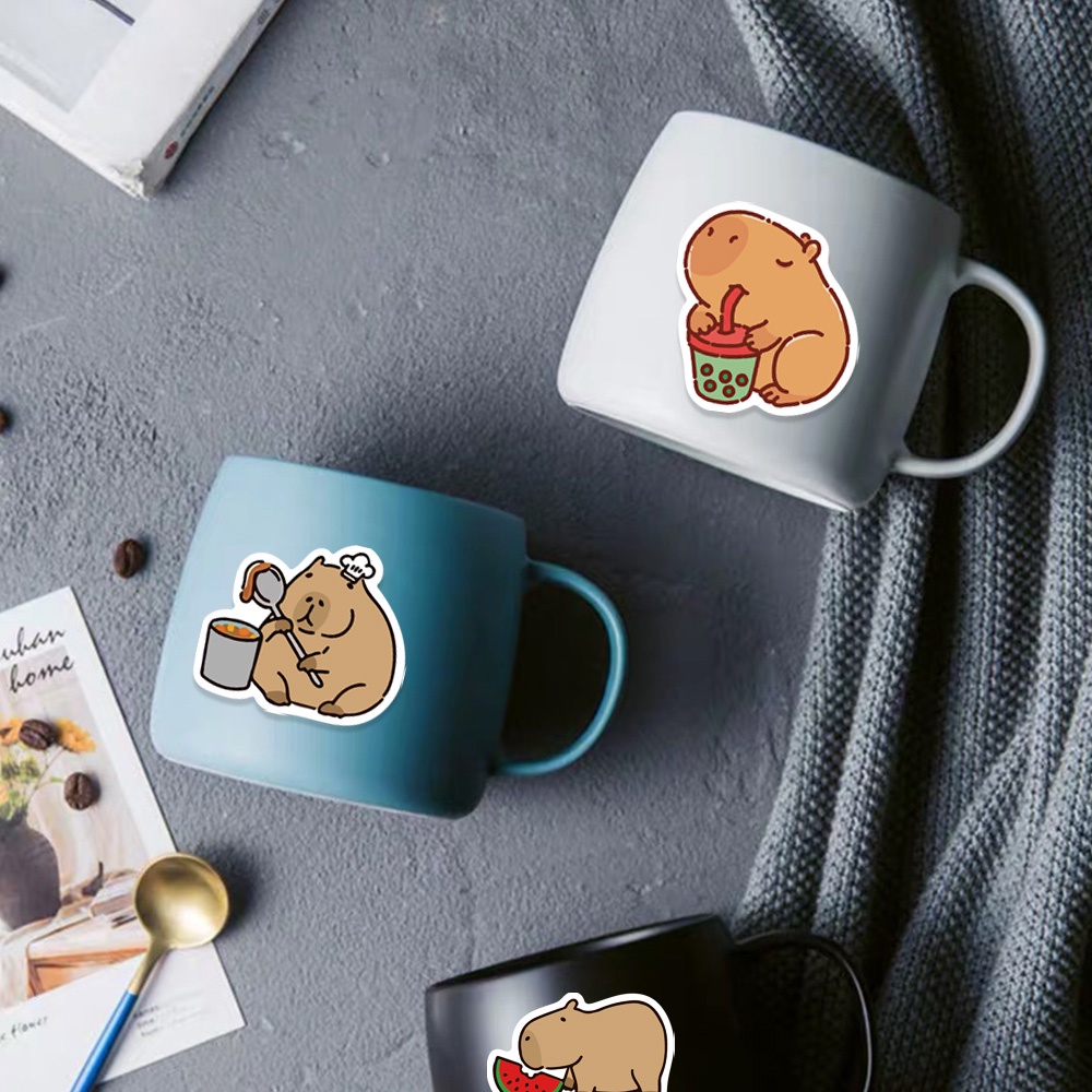 Bộ 50 Miếng Dán Capybara Dễ Thương Trang Trí Sổ Tay Ghi Ta / Sổ Tay / Nhật Ký / Quà Tặng Sinh Nhật Cho Bé Trai / Bé Gái