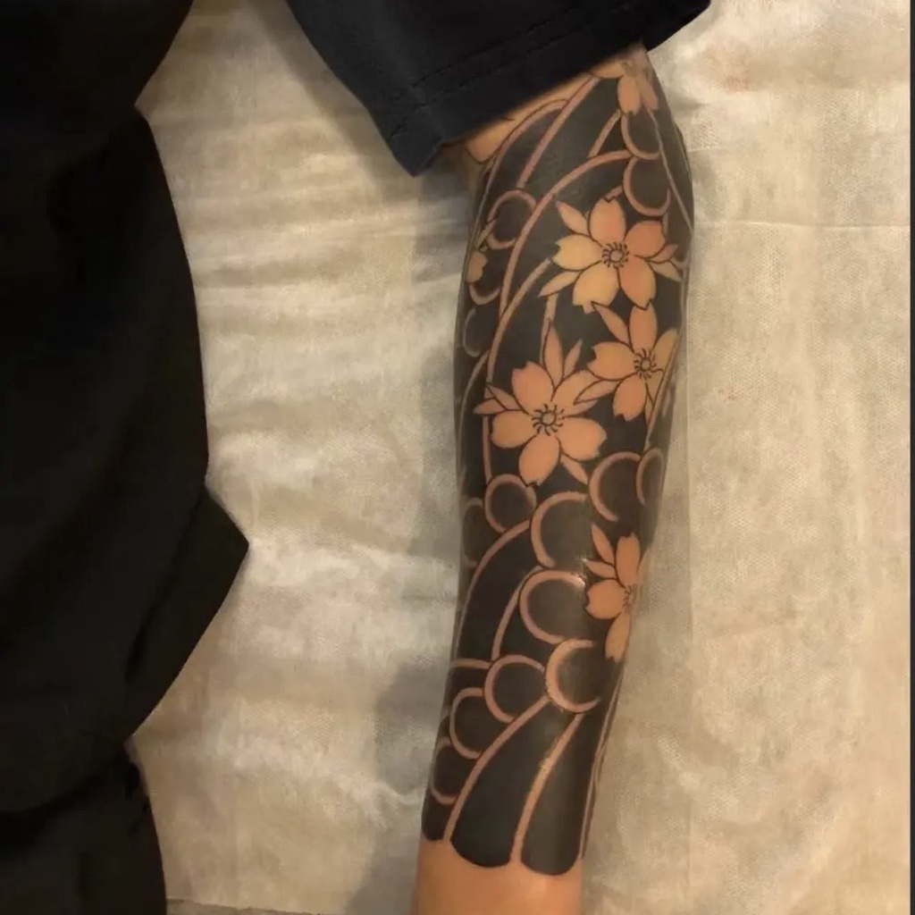 Hình Xăm Cánh Tay Nhật Cổ Anh Đào Funtattoo V26 Chống Nước Chống Cọ Xát Kéo Dài 15 Ngày