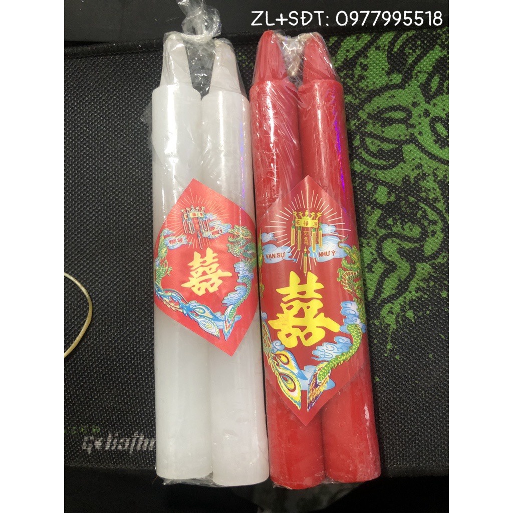 Nến Thắp Hương Đỏ Và Trắng 18cm (1 Đôi)