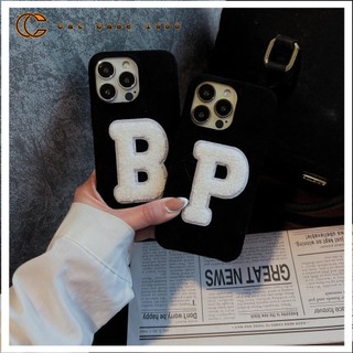 Ốp lưng iPhone, lưng nỉ thêu chữ cái B P C cho iPhone 7 8 Plus X Xs Max 11 12 13 Pro Max