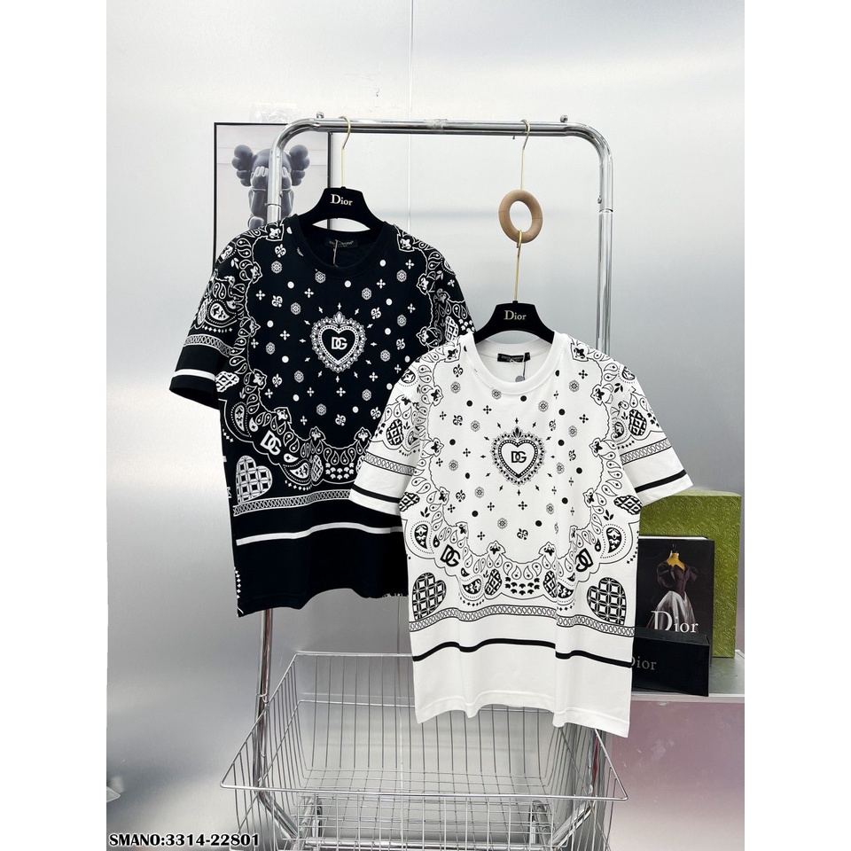 Áo Phông Nam Phối Họa Tiết In Chữ DG Cao Cấp - Áo Thun Nam Họa Tiết 2 Mặt Vải Mát Mịn