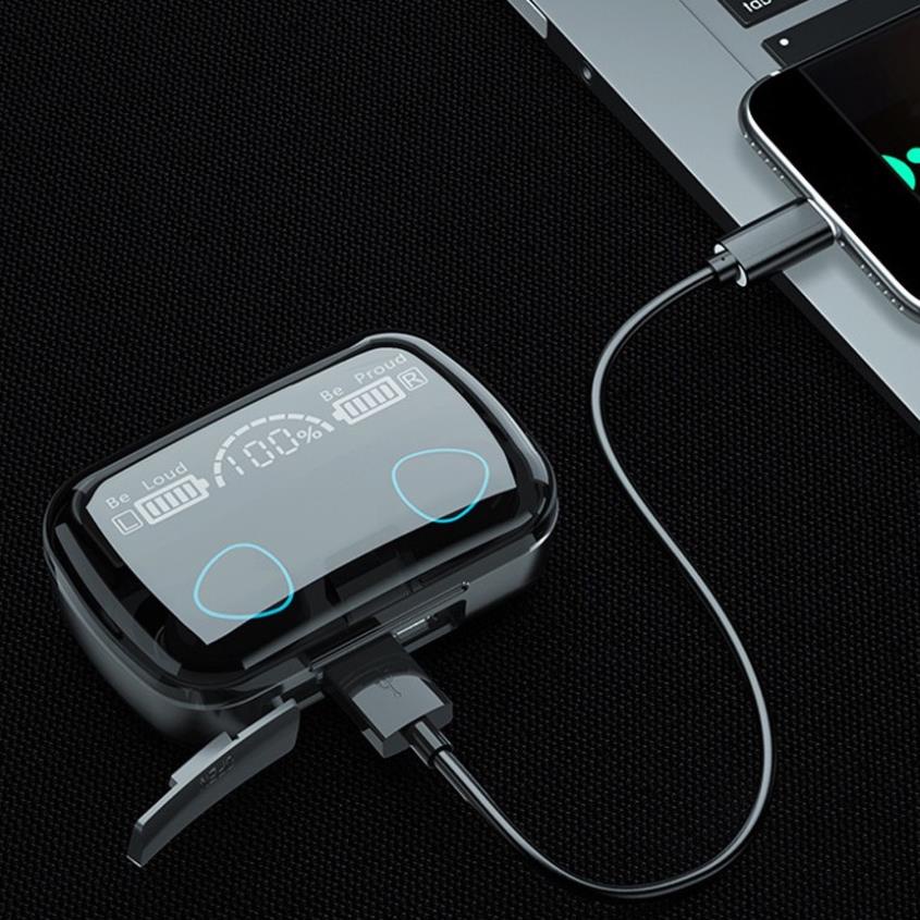 Tai nghe bluetooth không dây M10 nghe nhạc hay có hộp sạc báo phần trăm pin