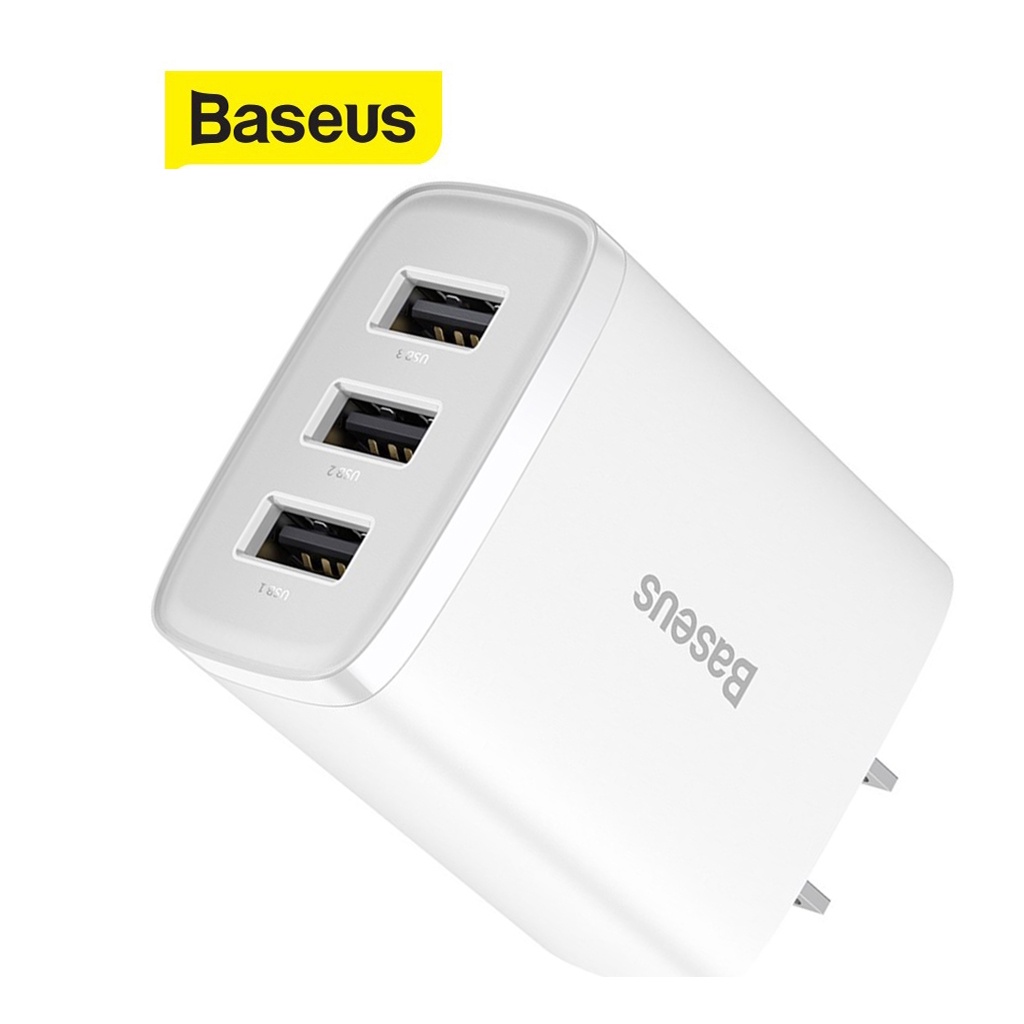 Củ sạc nhanh 17W Baseus Compact Charger 3 cổng USB chân cắm US sạc nhiều thiết bị cùng lúc ( Trắng )