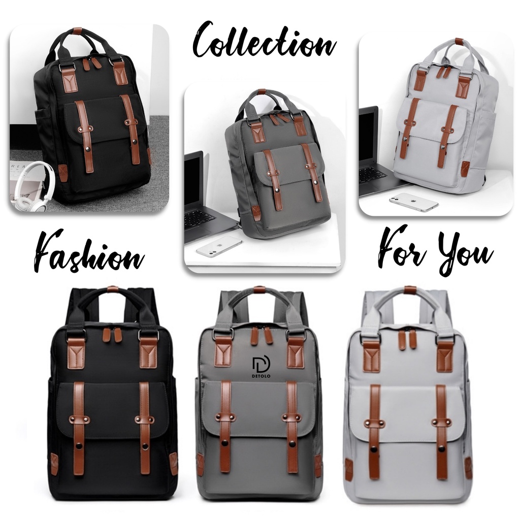 Balo nam nữ DETOLO đựng laptop 14 15,6" công sở nhỏ gọn đi làm, đi học cho học sinh nam nữ