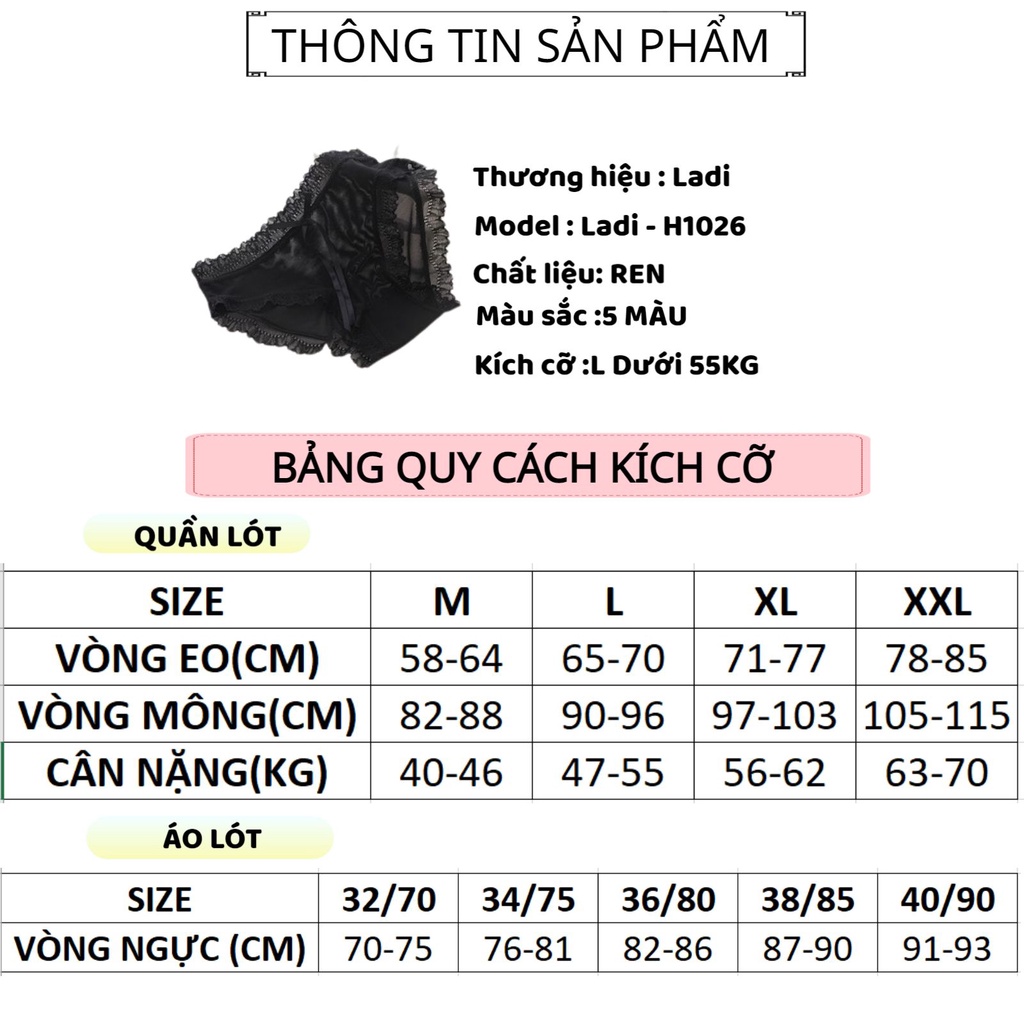 Quần Lót Ren LADI Thiết Kế Viền Bèo Xuyên Thấu Mềm Mại Thoáng Mát MÃ H1026