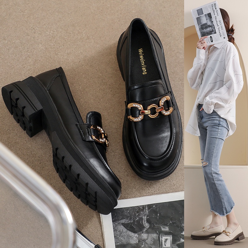 Giày Da Đế Dày Mềm Mại Phong Cách Anh Quốc Cổ Điển Size 34-42 Cho Nữ