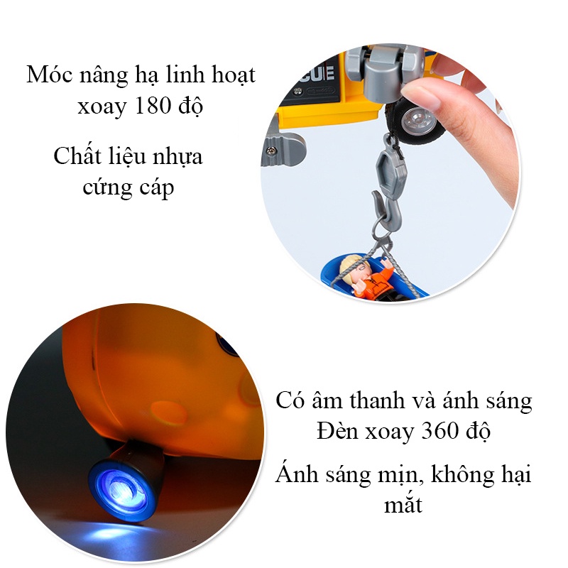 Đồ chơi máy bay trực thăng cứu hộ vận tải cỡ lớn KAVY có nhạc và đèn- màu đỏ