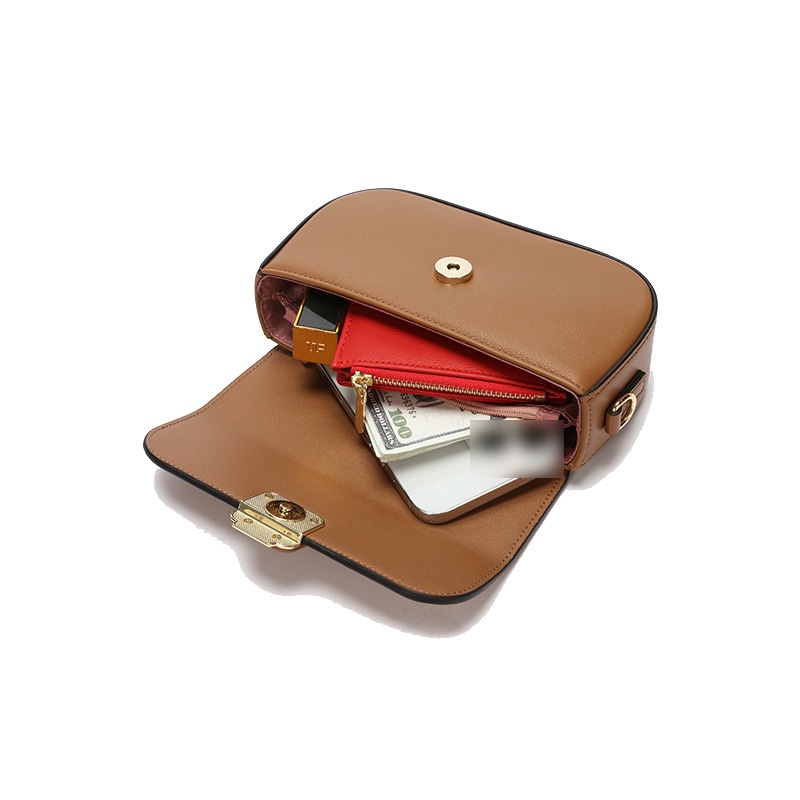 Túi Đeo Chéo Hình Vuông Nhỏ Màu Trơn Có Khóa Nam Châm Thời Trang Phong Cách Hàn Quốc