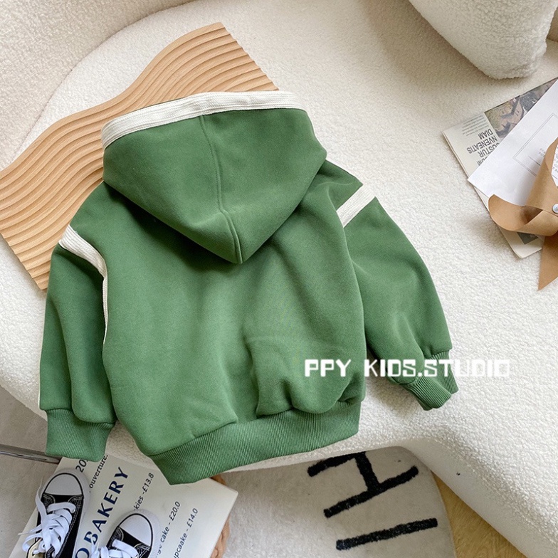 Áo Sweater Một Mảnh Lót Lông Cừu phong thái trên phố Thu Đông Mới 2022 Cho Bé Trai AMBB KIDS