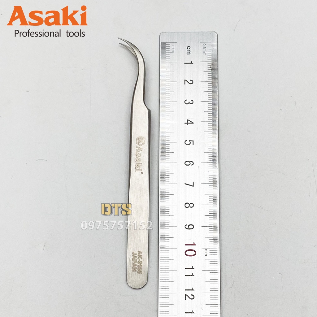 Nhíp gắp linh kiện mũi cong INOX Asaki AK-9195, nhíp đa năng sửa chữa điện tử, điện thoại, máy tính - Độ chính xác cao