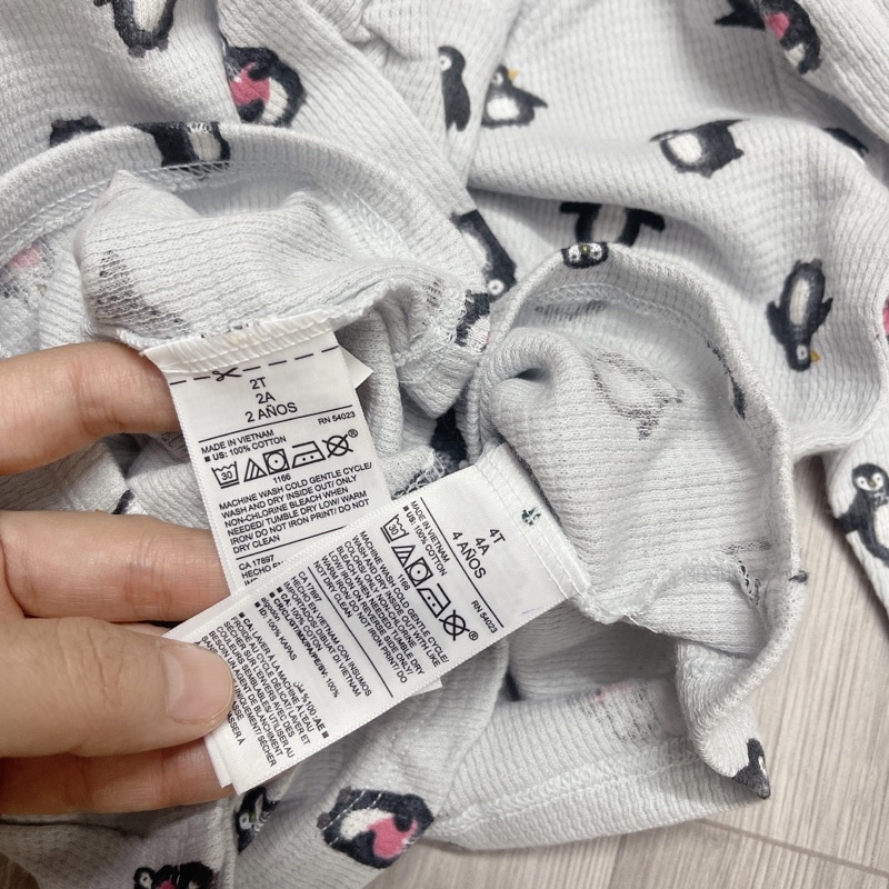 Áo dài tay chim cánh cụt size 12/18m-5y