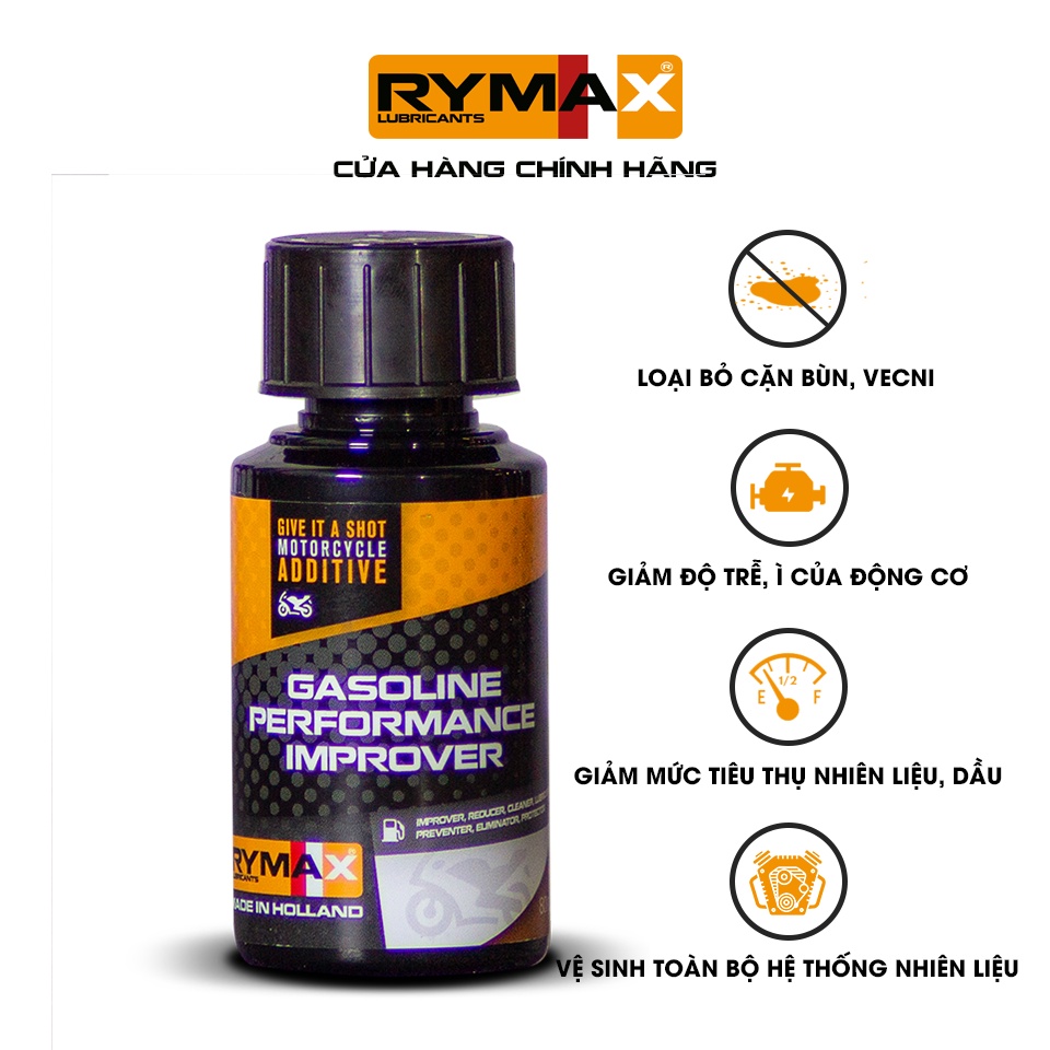 Phụ gia cải tiến hiệu suất động cơ xăng xe máy Rymax Gasoline Performance Improver (80ml)