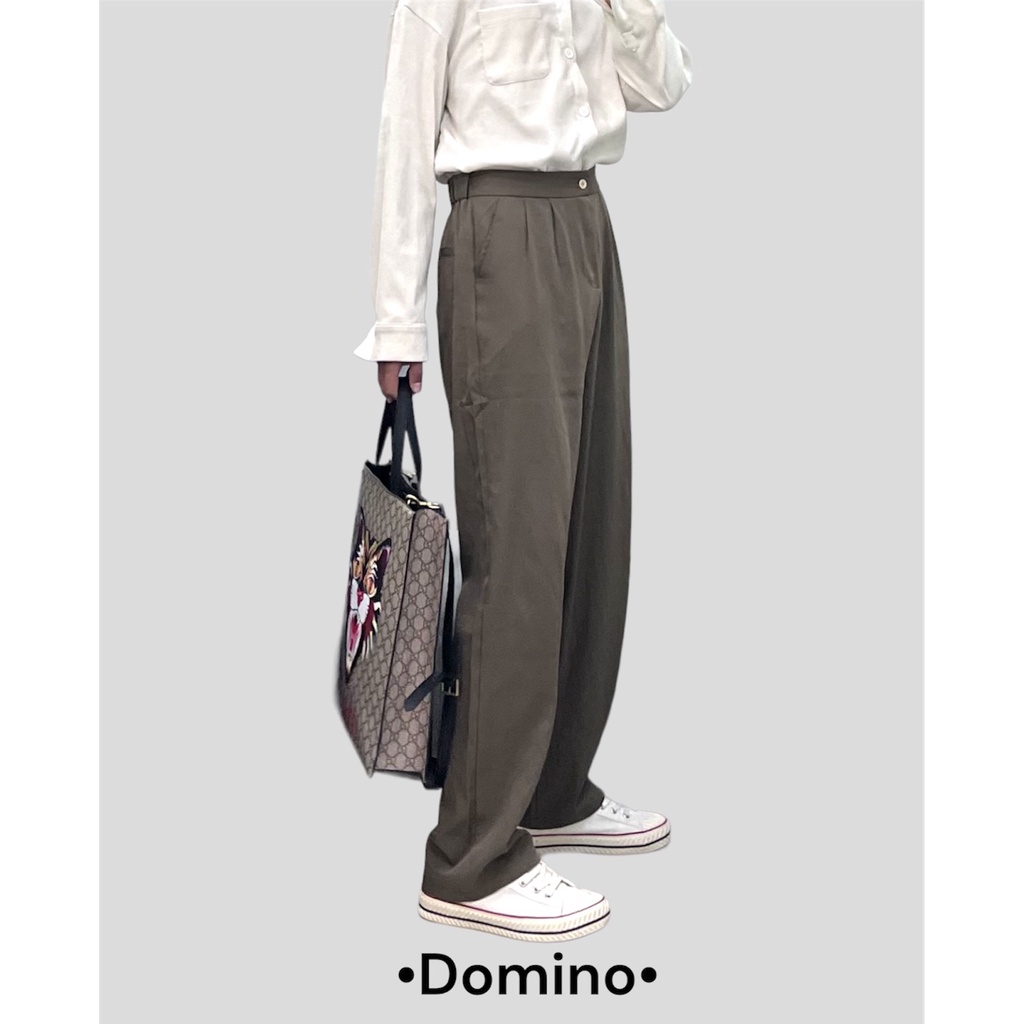 Quần Tây Ống Suông Unisex Nam Nữ Cạp cao Hàng Thiết kế DOMINO