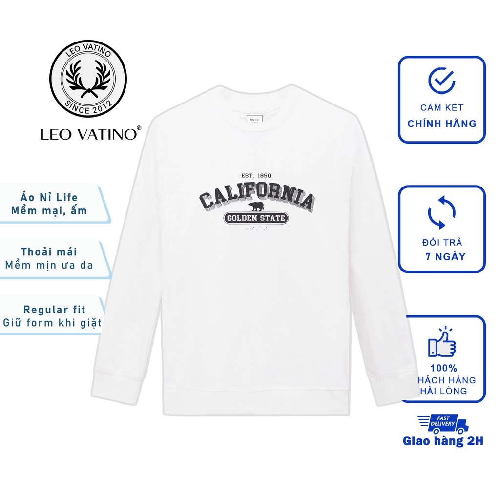 Áo nỉ Galvin thu đông Life tay dài cổ tròn In logo cao cấp Hot dành Cho nam và nữ M6 - LeoVatino