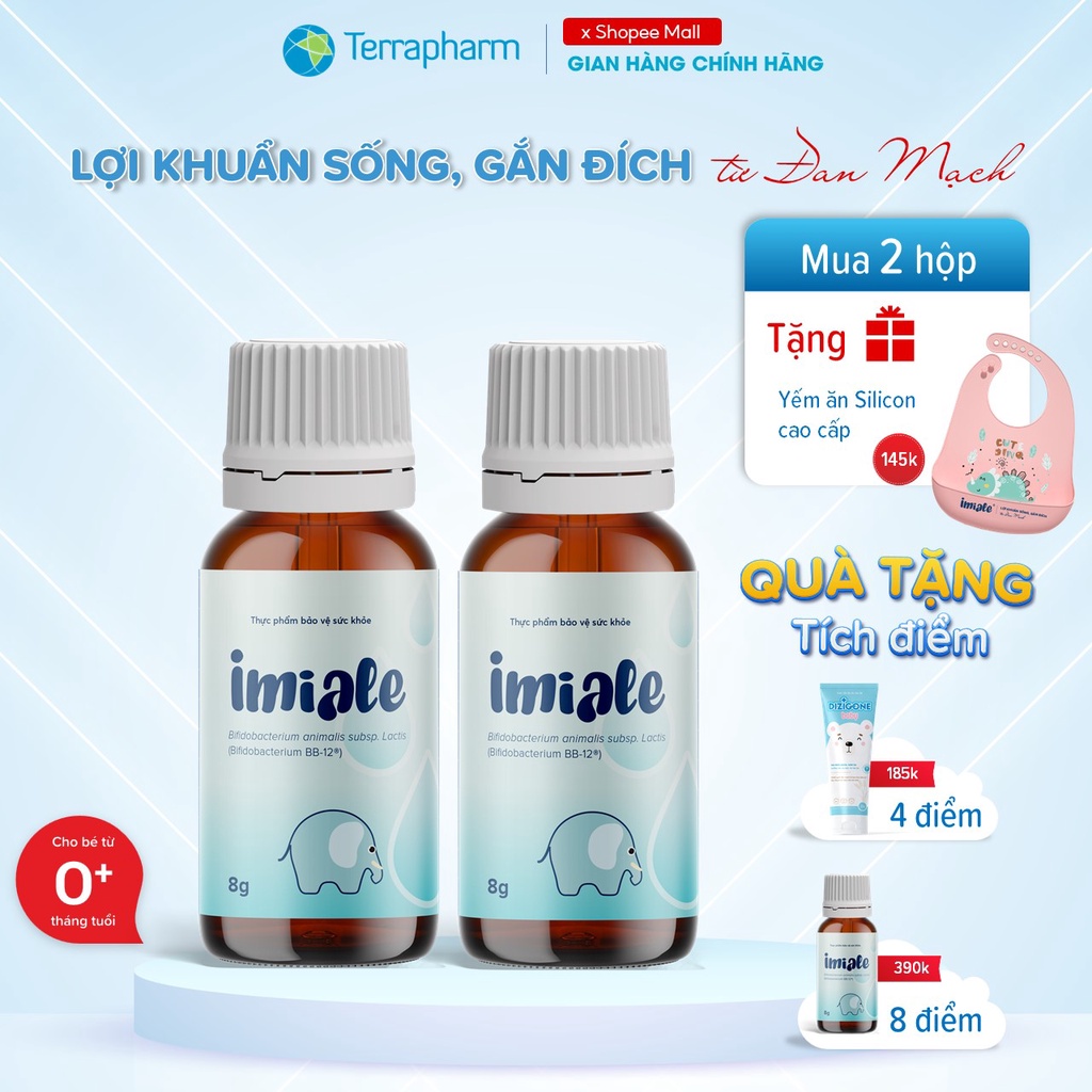Men vi sinh IMIALE cải thiện tiêu hóa, biếng ăn, tăng đề kháng từ Đan Mạch - 2 lọ x 8ml