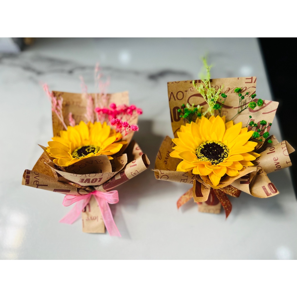 Hoa bó mini - Hoa Hướng Dương sáp 1 bông trang trí sản phẩm.