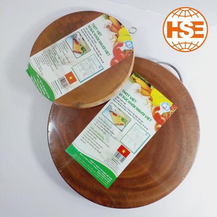 Thớt thái gỗ Xà Cừ hình tròn trung  thớt gỗ nguyên khối - HSE