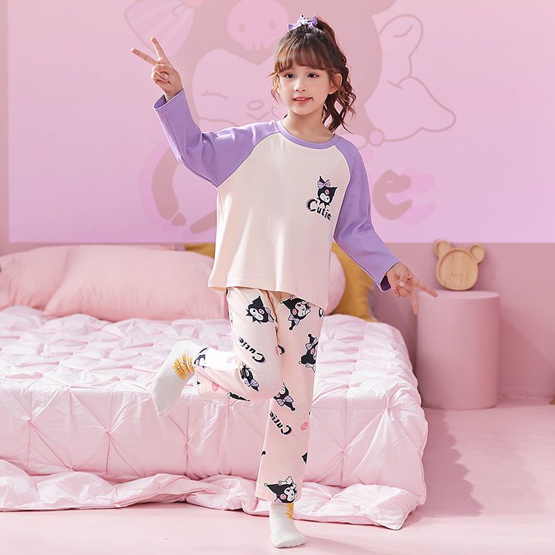 Bộ Đồ Ngủ Tay Dài Chất Liệu Cotton In Họa Tiết Hoạt Hình Dễ Thương Cho Bé